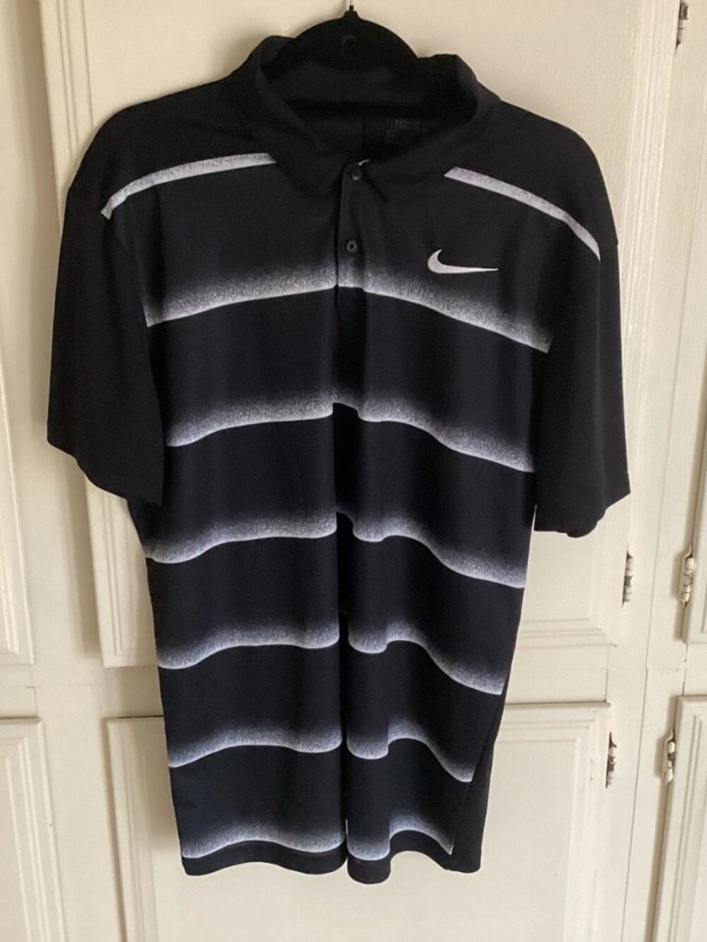 NIKE GOLF Dri-Fit Golf Polo Black Striped Men’s Large